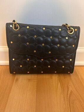 Black Rebecca Minkoff Studded Quilted Affair Bag, gold-tone hardware and studs